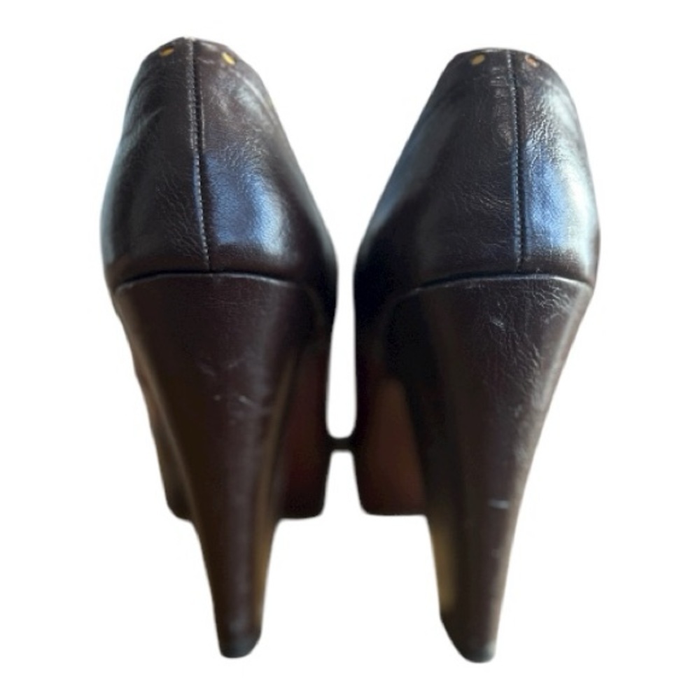 LelaRose Burgundy & Brown Heels Size 8.5 Women Dress Shoes Vintage - Picture 5 of 8